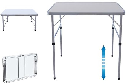 Camping Table Folding Table Picnic Table Folding Camping Table 2.5ft Aluminum Lightweight Garden Table Dining Table Coffee Table Balcony Market Table, 2 Adjustable Height 29''×19''×13'' to 28''