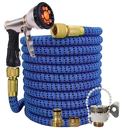 ISCBAFYX Gartenschlauch, erweiterbares Gartenschlauchrohr mit 9 Modi Wasserspritzpistole, 1/2-3/4 Massive Messingbeschläge, auslaufsicherer Gartenschlauch für Gartenarbeit, Bewässerung
