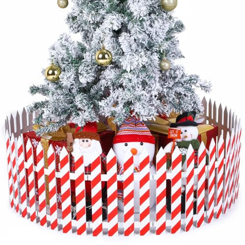 Sasylvia Weihnachtsbaumzäune aus Holz, mit roten Streifen, Weihnachtsdekoration, Lattenzaun, Bordüre für Hunde, Haustiere, Weihnachten, Party, drinnen und draußen, 30,5 cm, 30 Stück