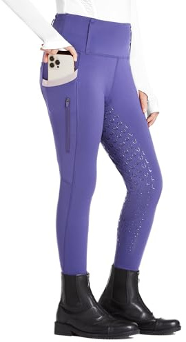 FitsT4 Sports Pantaloni da Equitazione per Bambine Leggings da Equitazione Rivestimento Completo in Silicone Pantaloni da Equitazione a Vita Alta