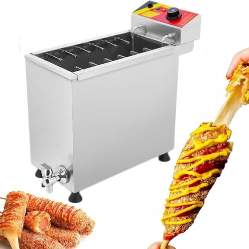 FLTRGO Freidora de Palitos para Perritos Calientes y Queso de 25L, Freidora para Perros de Maíz, Máquina Eléctrica Comercial para Hacer Palitos de Perritos Calientes y Queso~/