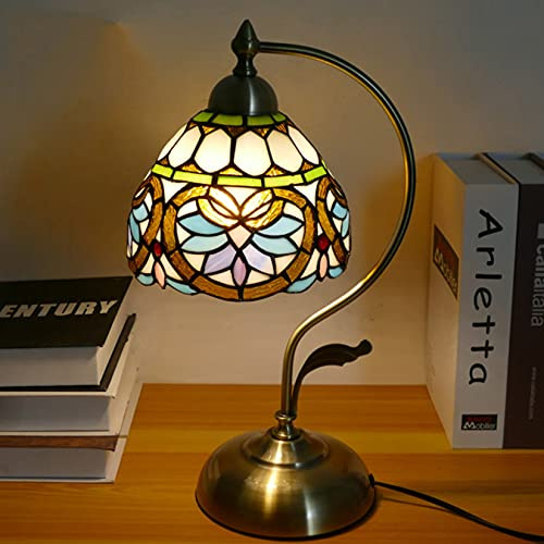 NTALJC Lámpara de Mesa barroca Estilo, lámpara de Cristal Coloreada para Dormitorio, Sala de Estar, Mini lámpara de Mesa, lámpara de Mesa