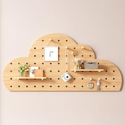 Stecktafel, Lochwand Haken, Peg Board, Lochplatte, Lochplatte Holz, Stecktafel Wand Organizer, Vielseitige Stecktafel-Anzeige, zur Verwendung in Küche, Garage, Büro(Natural,120x60cm/47x24in)