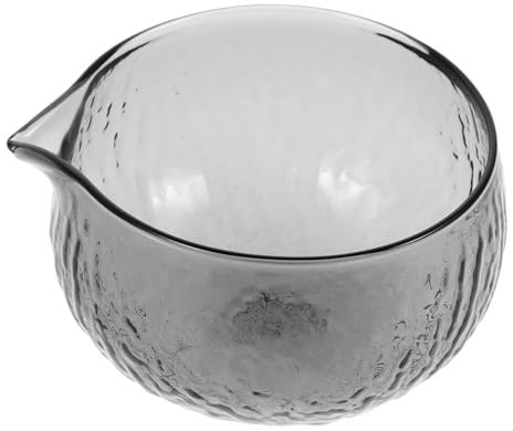 Cabilock Glass Hammered Matcha Bowl Pouring Spout 350ml Japanese Tea Cup Ceramic Mixing Bowl for Matcha Preparation and Serving in Traditional Tea Ceremony