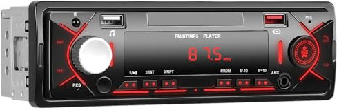 Autoradio 1 Din MP3 Con Bluetooth 5.0, FM, Vivavoce, 2 USB, TF, Aux in, RCA, Lettore Stereo con Carica Rapida