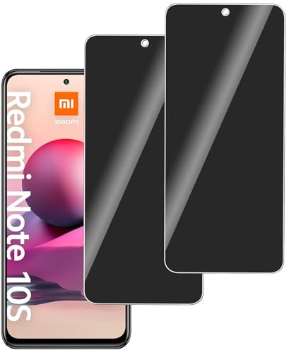 LERINNA【2 Piezas Protector Pantalla Privacidad para Xiaomi Redmi Note 10S,nti-Espía Vidrio Película,Cristal Templado Anti Espía,Anti-Arañazo,Sin Burbujas,9H Dureza Privacy Screen Protector