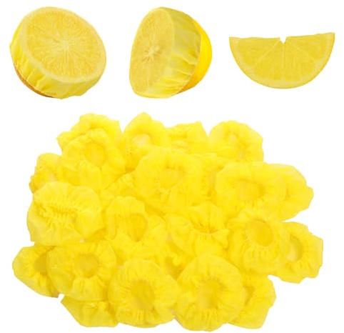 100 sacchetti elasticizzati per limoni freschi, reti gialle per spremere metà o cuneo, coperture in rete elastica per alimenti per cucina o ristorante 3-10 cm