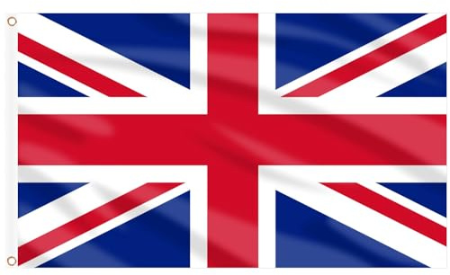 AhfuLife Bandiere britanniche da 0,9 x 1,5 m, 4 pezzi, bandiere Union Jack per esterni, doppio lato con occhielli in ottone, bandiera del Regno Unito per decorazioni per feste di Coppa del Mondo, bar