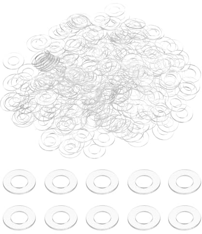 QUARKZMAN 240 Pcs Arandelas Planas De PVC M5 5mm DI 8mm DE 0.5mm Espesor Arandelas Planas Ojetes De Plástico De Sello Espaciador Anillo De Arandelas Para Mangueras De Agua, Transparentes