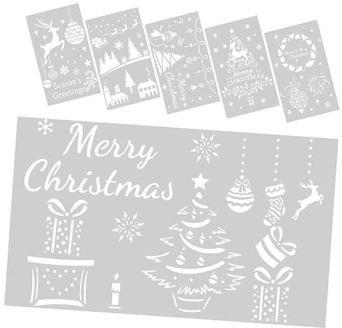 Homoyoyo 6Stücke Teiliges Weihnachts Themen Malvorlagen Wiederverwendbare Schablonen Pet Für Bastelprojekte Große Blumenschablonen Und Weihnachtsschablonen Für DIY Dekorationen