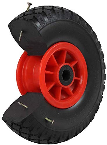 TRUTZHOLM Sackkarrenrad 260x85mm Vollgummi 3.00-4 PU Ersatzrad für Sackkarre mit Kunststofffelge (Rot, zentrierte 75 mm Nabe)