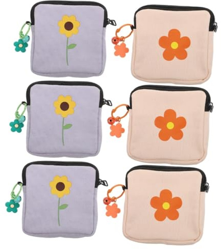 WRITWAA 3 Series Bolsas para Guardar Toallas Sanitarias Compresas Artículos De Tocador Bolsas Sanitarias para Productos Femeninos Neceser para La Menstruación Bolsa 2 Piezas x 3