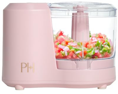 Paris Hilton 1.5-Cup Food Chopper, Stainless Steel Blade With One-Touch Pulse Control, Compact Mini Electric Chopper For Vegetables, Herbs, Nuts & Dressings, Pink