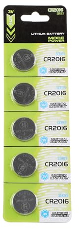 CR2016 - Pilas de botón de 3 V, paquete de 5/10 baterías ligeras CR2016 para timbre de puerta de larga duración y batería de botón