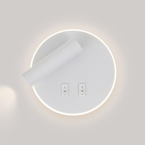 Lámpara de Lectura de Pared para mesita de Noche, lámpara de Pared con Interruptor Giratorio de 350° + 90°, lámpara de Pared de Aluminio para Dormitorio, Estudio, Sala de Estar, Pasillo.