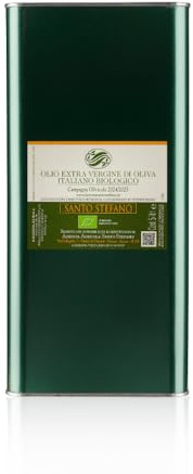 Santo Stefano - Olio Extravergine di Oliva BIO Toscano, EVO Italiano, Blend Leccino Frantoio Moraiolo, Estratto a Freddo, Fruttato Intenso, 1x5lt