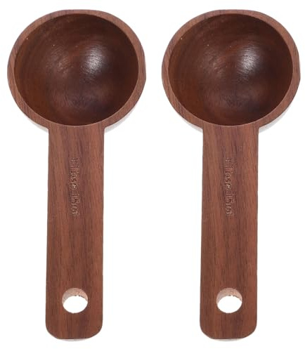 Alipis Lot de 2 cuillères doseuses à café en bois de 15 ml, réutilisables, pour café moulu, thé, sucre, sel