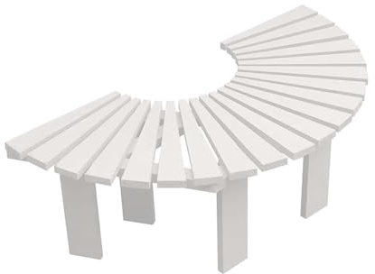 Trädbänk Runtom, Trädgårdsbalkongblomstativ, Massivt Trä Utomhus Halvrund Sits, Form Som Kan Förlängas Oändligt, For Parker Och Gräsmattor(White)
