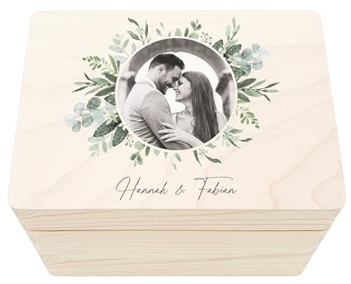 Erinnerungsbox Hochzeit personalisiert mit Foto Hochzeitsgeschenk für Brautpaar Holzkiste Erinnerungskiste Geschenkkiste Hochzeit Geschenkbox 30x20x13 cm