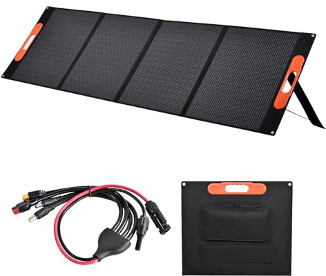 Chargeur Solaire Portable 200 W avec Support, Chargeur Solaire Pliable, USB-A, Sortie USB-B, Chargeurs Solaires Portable Étanche IP65 pour Camping, Randonnée, Sac À Dos en Plein Air