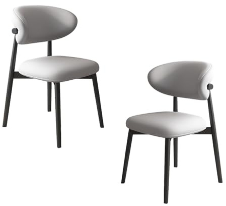 Esszimmerstuhl 6er Set - Polsterstühle aus Holz für Küche und Wohnzimmer, leicht zu reinigen, helles Walnussholz und weißes Finish
