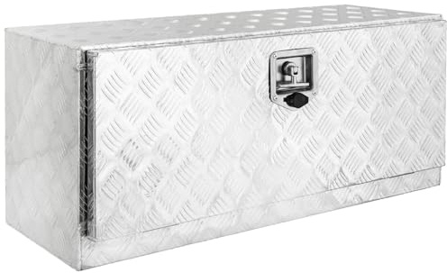 Trucky Coffre de camion en aluminium, coffre de timon, 91 x 35 x 40 cm coffre de remorque, coffre à outils avec serrure et clé, robuste