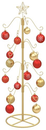 GYMAX 120 cm Metall Weihnachtsbaum für Dekorationen, Weihnachtsstrumpfhalter mit 16 Haken, Platzsparend, Tannenbaum Metall, Christbaum Groß Dekorationen für Zuhause, Geschäft & Büro