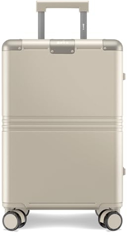 ONYX Hybrid-Pro Handgepäck-Koffer 55x35x21cm, Leichter 3,5kg Hartschalenkoffer klein mit Aluminiumverschluss, TSA-Schloss und leisen 360°-Rollen, 35L Carry on Luggage, Cabin Trolley Ivory White