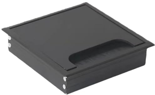Kabeldurchführung aus Aluminiumlegierung mit schwarzer Bürste, rechteckiger Kabelöffnung und Kabelmanagement-Anschluss for PC-Schreibtisch, 1 Stück(Black,120x120mm)