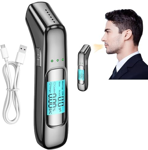 Gudemoore Breathalysers, Professional Alcohol Tester Breathalyzer with Digital LCD Display, USB Rechargeable Alcohol Testing Kits, High Precision Portable Breath Alcohol Breath Tester for Personal