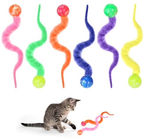 12 Stück Wiggly Ball,Wackelball für Katzen,Katzenspielzeug Wurm mit Ball,Katzenbälle Hüpfbälle,Einfarbiges Wiggly Bäll für Katzen,Wackelbälle,Interaktives Katzenspielzeug für Haushalt Zoohandlung