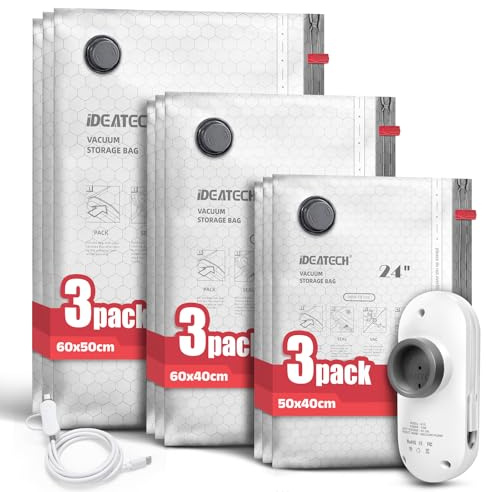 IDEATECH Vacuum Bags with Pump for Travel Clothes Compression Cubes Luggage