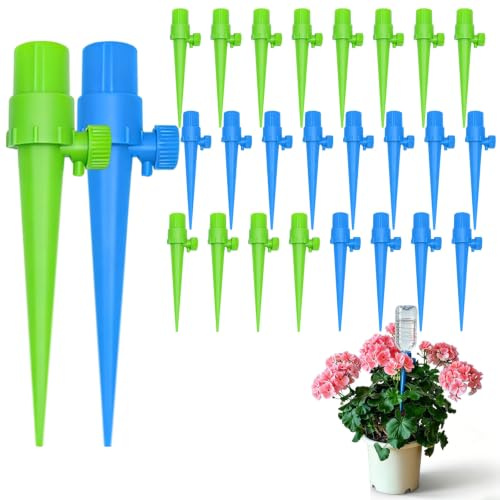 24 Piezas Dispositivo de Riego Automático Ajustable,Dispositivo de Riego por Goteo Automático,Riego por goteo ajustable,Riego por goteo botella,para Flores y Jardines (24Piezas)