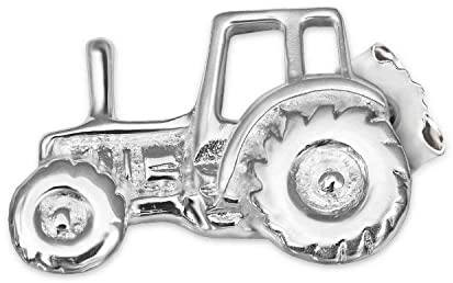 CLEVER SCHMUCK Silberner einzelner Single Ohrstecker Traktor 9 x 6 plastisch ausgeprägt und glänzend STERLING SILBER 925 im Etui blau