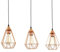 Eglo Lámpara colgante TARBES, lámpara de suspensión vintage con 3 bombilla de estilo retro, materiaL acero, color Cobre, negro, casquillo E27