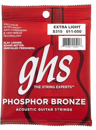 GHS Phosphor Bronze - S315 - Acoustic Guitar String Set, Extra Light, .011-.050