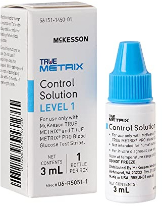 McKesson 06-R5051-1 True Metrix Pro Professional Monitoring Blood Glucose Meter, Control Level 1