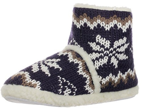 Brandsseller Herren Hausschuhe Hüttenschuh Strickschuh gefüttert (41/42, Blau)