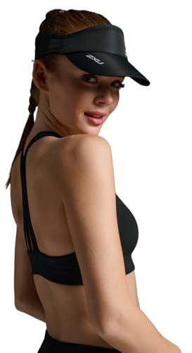 2XU Unisex Packable Run Visor - Lightweight & Adjustable Sun Protection for Runners - Black/Black - One Size