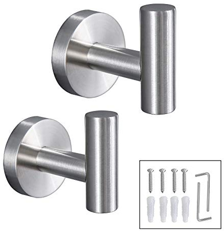 TURS Bademantelhaken Handtuchhaken Organizer für Moderne Badezimmer, Küche, Hotel, Wandmontage, Gebürsteter Edelstahl, Q2001BR-P2