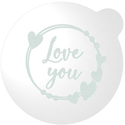 LissieLou Keksstempel, Motiv: Love You mit Herz, rund, für Hochzeit, Valentinstag, Zuckerguss, Fondant, transparent