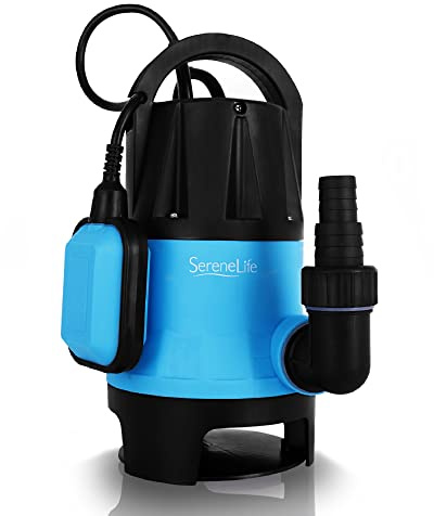 SereneLife Sump Pump 1/2HP Submersible, 1980 GPH Water Pump with Auto Float Switch, 3 Hose Adapters, 16ft Cord, for Pool Draining, Garden, Pond, Tub, Clean/Dirty Water Use