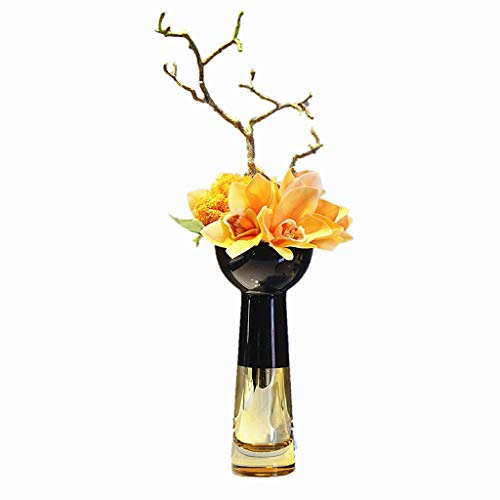 FKJLUN Bouquet Artificielle avec Vase Composition Florale Artificielle d'art Floral avec Vase en Verre Noir et Or for la décoration intérieure Arrangement de Fleurs