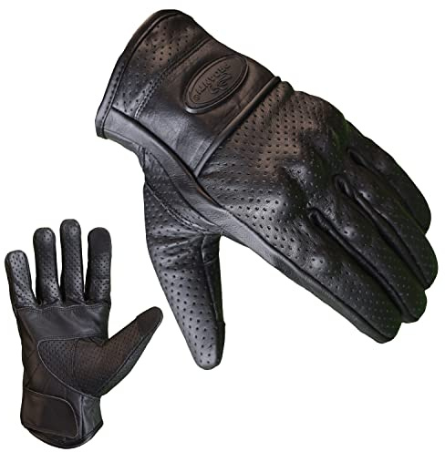PROANTI Motorradhandschuhe Leder Sommer Motorrad Handschuhe Touchscreen Funktion (L)