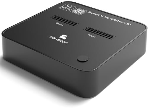 ISHEEP Dual bay Docking station M.2 SATA SSD clone con funzione duplicatore lettore.H016S