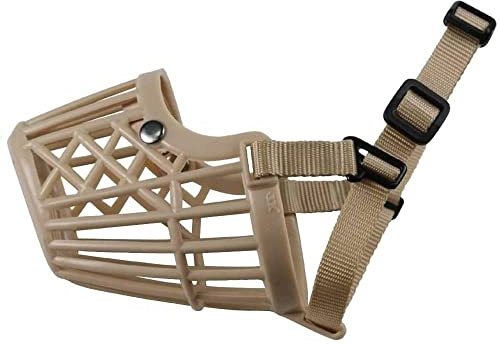 CABLEPELADO Bozal para Perro | Bozal de Canasta para Perros | Evitar Morder | Bozal De Canasta | Ajustable | Ajustable | Medida Circunferencia del hocico: 6 cm | Beige | Talla L
