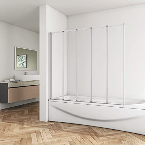 Biubiubath 5 Fold Folding Shower Bath Screen Glass Door Panel Bathroom 1200x 1400mm