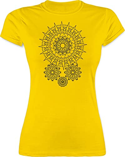 Shirt Damen - Kunst - Boho Mandala Yoga Namaste - S - Gelb - Outfit Yoga-Bekleidung Wellness Blumen Tshirt t Joga Geschenk Meditation Mandala. Shirts Yoga-t-Shirt spirituelle lotusblüte t-Shirt