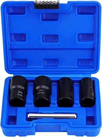 DAYUAN 5 Tlg. Muttern Entferner Set Spiral Profil Steckschlüssel Satz, 1,27 cm (1/2 Zoll) Antrieb, beschädigter Bolzenentferner Schraubenausdreher(4 Größen 17mm 19mm 21mm 22mm)