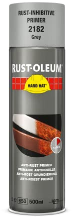Rust-Oleum HARD HAT Anti-Rost Grundierung Spray - Schnelltrocknende Rostschutzgrundierung für neue, blanke oder rostige Stahloberflächen - 500ml (Grau)